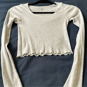 Ribbed gray Long Sleeve Top
